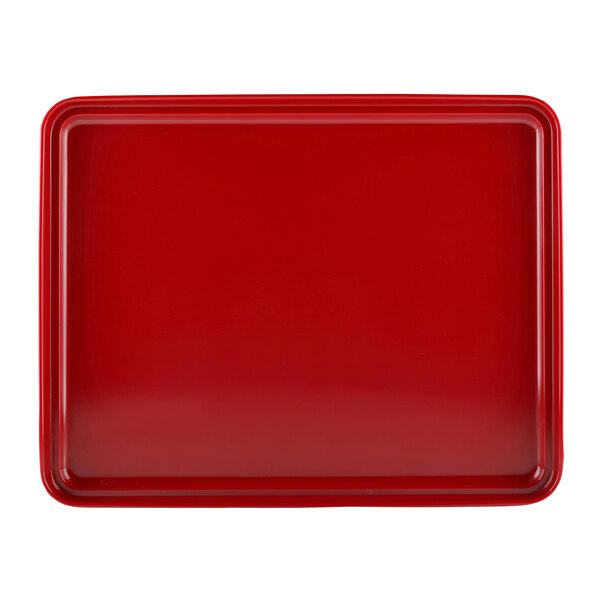 A black and red rectangular lid with a white background.