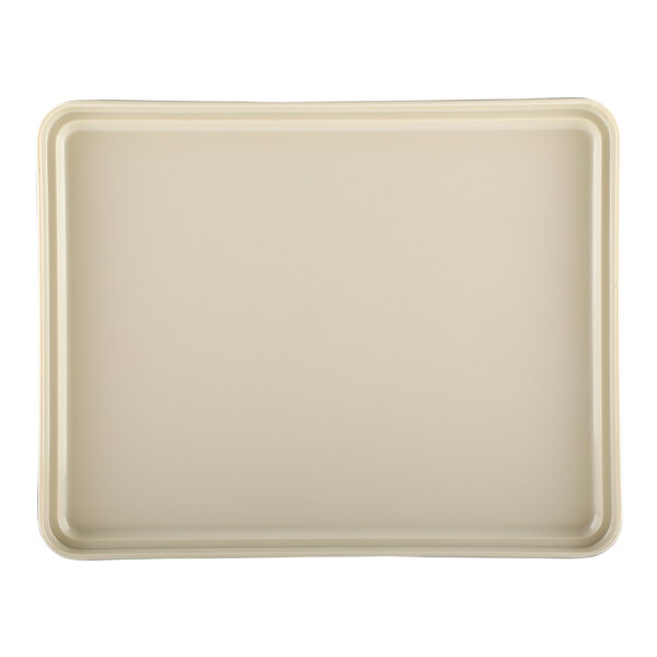 A white rectangular tray with a black border.