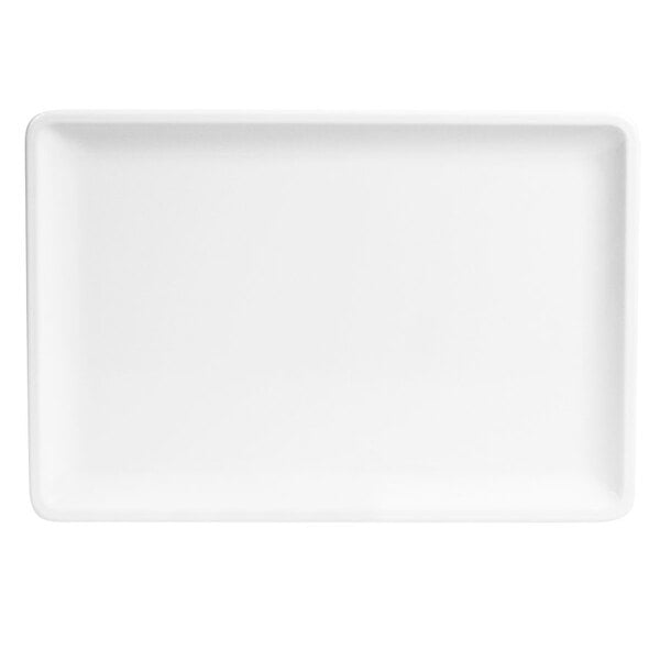 A white rectangular Elite Global Solutions melamine serving platter.