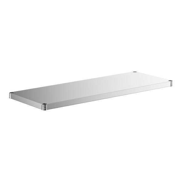 A white rectangular stainless steel shelf with clear edges.