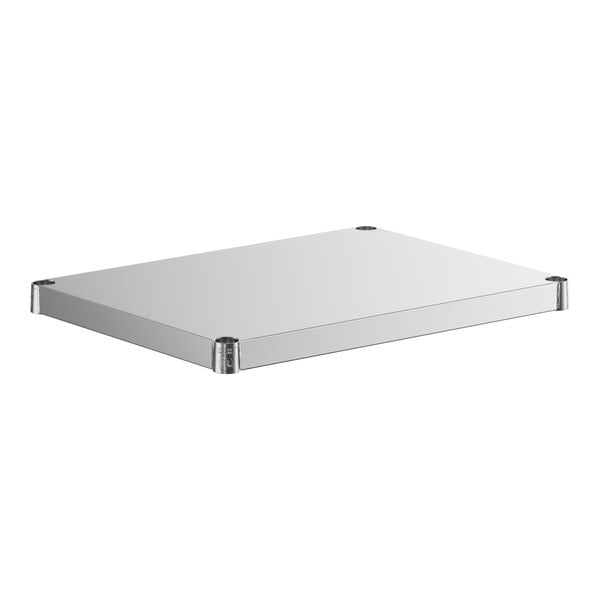 A white rectangular stainless steel shelf with metal rods.