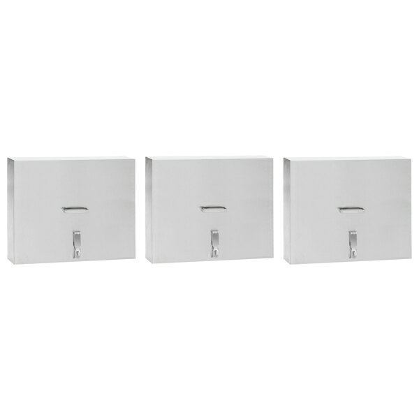 Three stainless steel rectangular covers with metal handles.