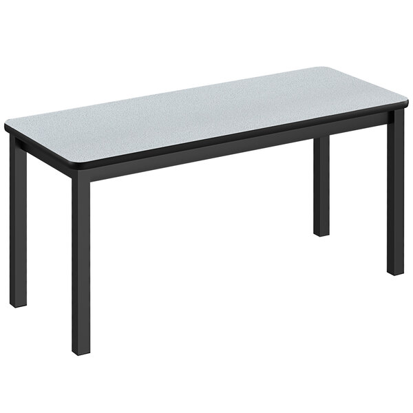 A gray rectangular Correll library table with black legs.