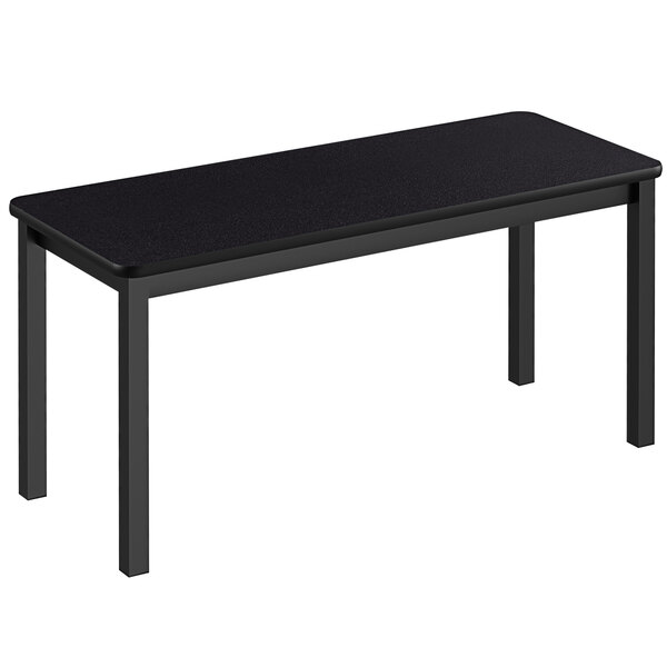 A black rectangular Correll library table with legs.