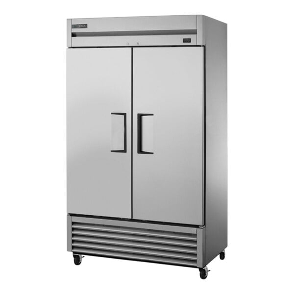 A True TS-43-HC reach-in refrigerator with two solid doors.