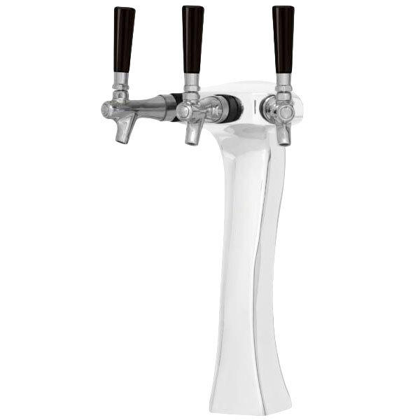 A silver Micro Matic Maxi Panther beer tap with three black handles.