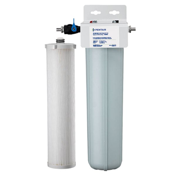 An Everpure water filter cartridge with a white lid.