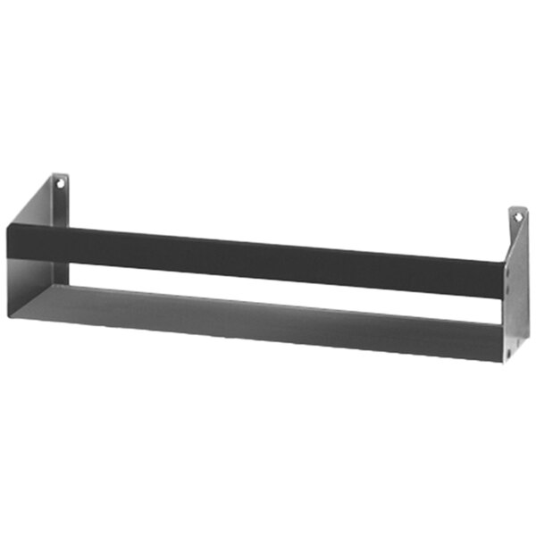 A black rectangular stainless steel shelf with two tiers.
