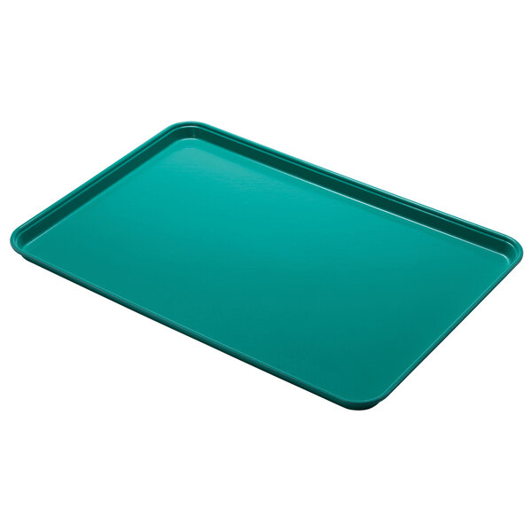 A green Cambro Camlite tray on a white background.
