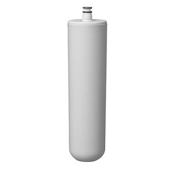 A white 3M water filtration cartridge with a black valve.