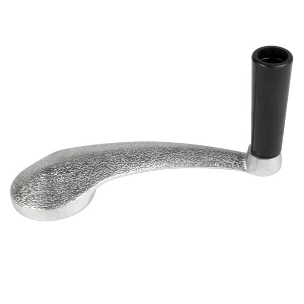 A silver metal Vollrath King Kutter handle with a black handle.