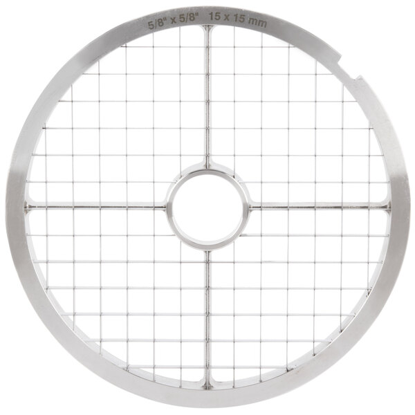A circular metal Hobart low dicing grid with grids.