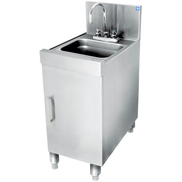A stainless steel Eagle Group underbar wet waste sink with a faucet.
