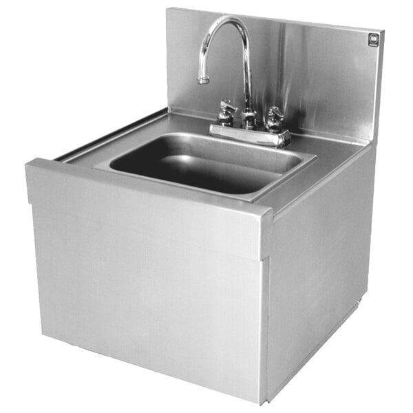 A stainless steel Eagle Group wall mounted underbar wet waste sink with a faucet.