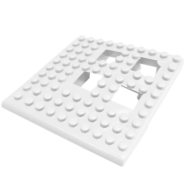 A white square Cactus Mat Dri-Dek corner piece with holes in it.