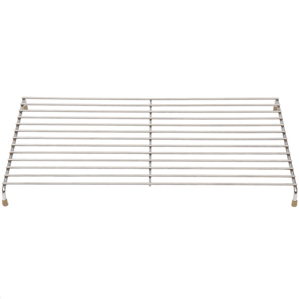 A stainless steel Continental Refrigerator garnish rack with metal grid feet.