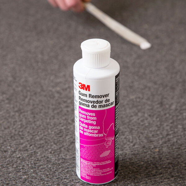 A white bottle of 3M Ready-to-Use Gum Remover with a pink label and black text.