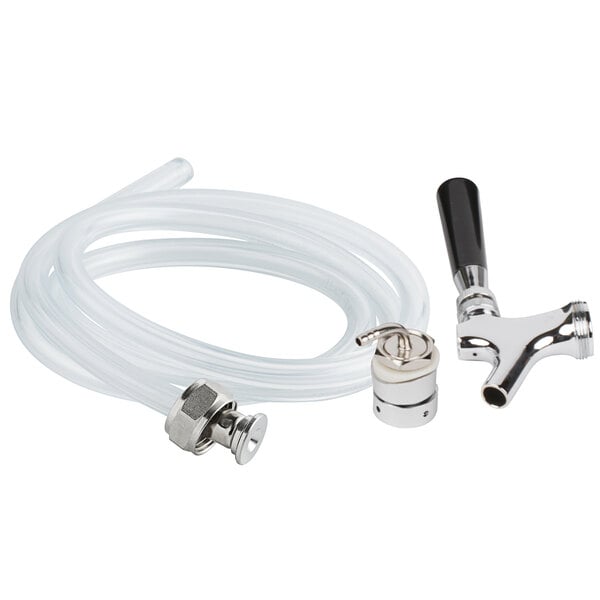 An Avantco tap tower kit with a black faucet handle and a white tube.