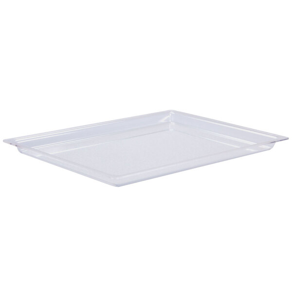 A clear plastic Cal-Mil bakery tray.