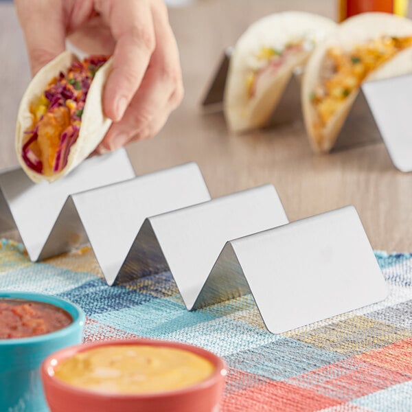 Choice Stainless Steel Taco Holder with 3 or 4 Compartments