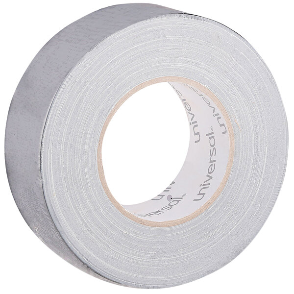 A roll of Universal silver duct tape with a hole in the middle.