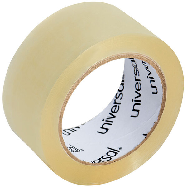 A roll of Universal clear heavy-duty box sealing tape.