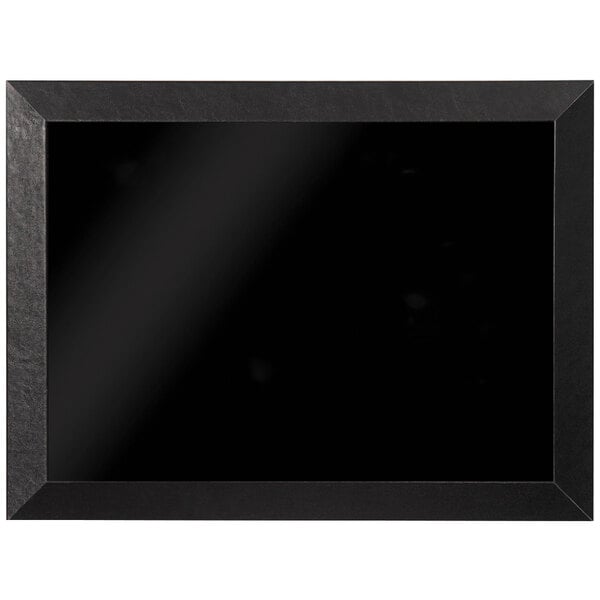 A black rectangular frame with a black border holding a white marker board.