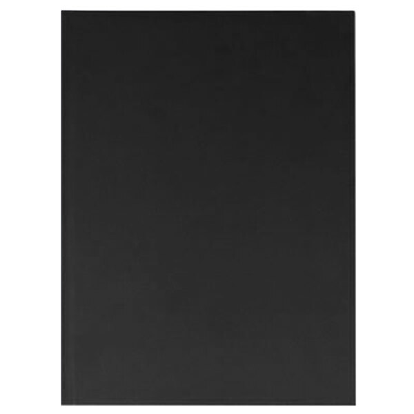 A black rectangular Universal casebound notebook with black lines on the cover.
