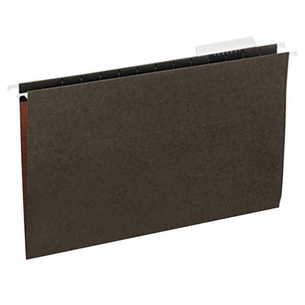 A brown UNV14213 legal size file folder with white tabs.