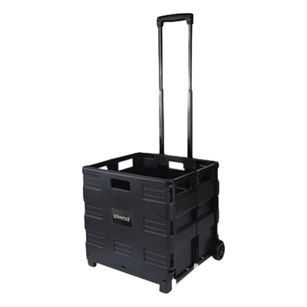 Universal UNV14110 18 1/4" x 15" Black Collapsible Mobile Storage Crate