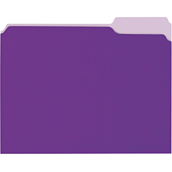 A purple Universal letter size file folder with white tabs.