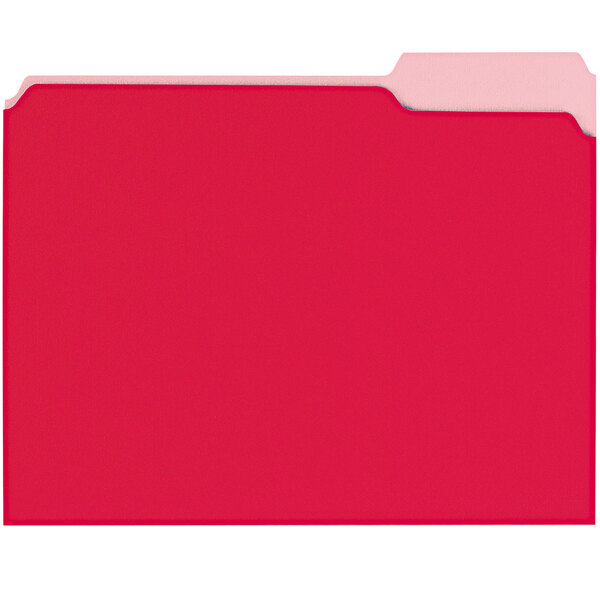 A red Universal file folder with a white edge.