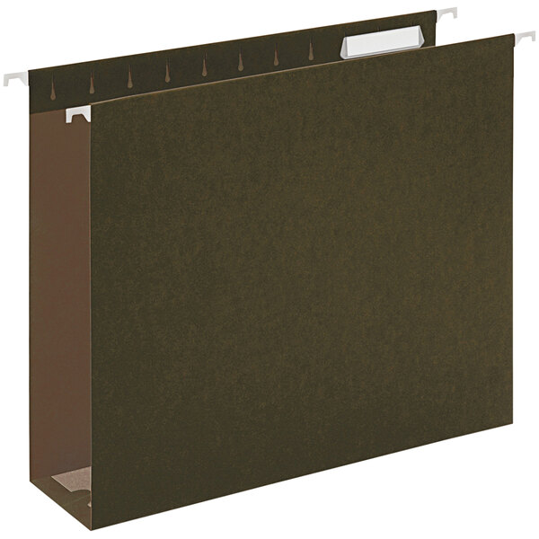 A brown file folder with a white label and tab.