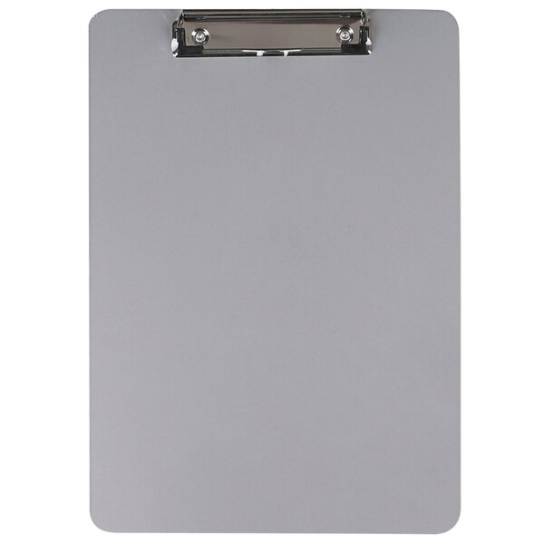 A Universal aluminum clipboard with a silver low profile clip.