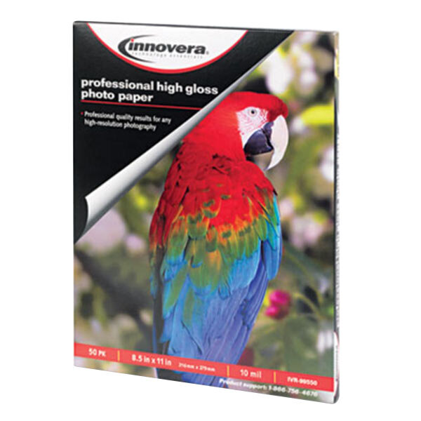A close-up of Innovera high-gloss photo paper.