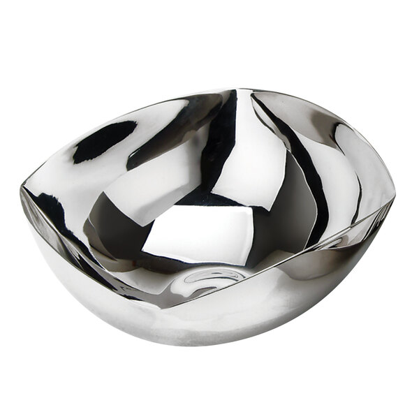 An Eastern Tabletop stainless steel Revere bowl with a square shape.