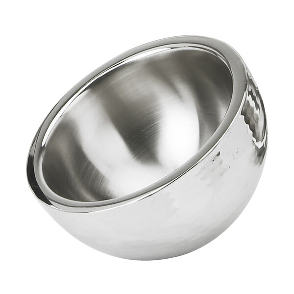 An Eastern Tabletop stainless steel bowl with a handle.