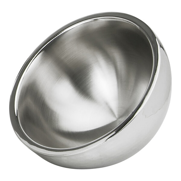 An Eastern Tabletop stainless steel bowl with a hammered design.
