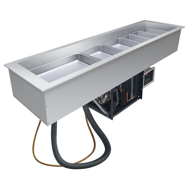 A stainless steel Hatco drop-in cold food well with an open door.