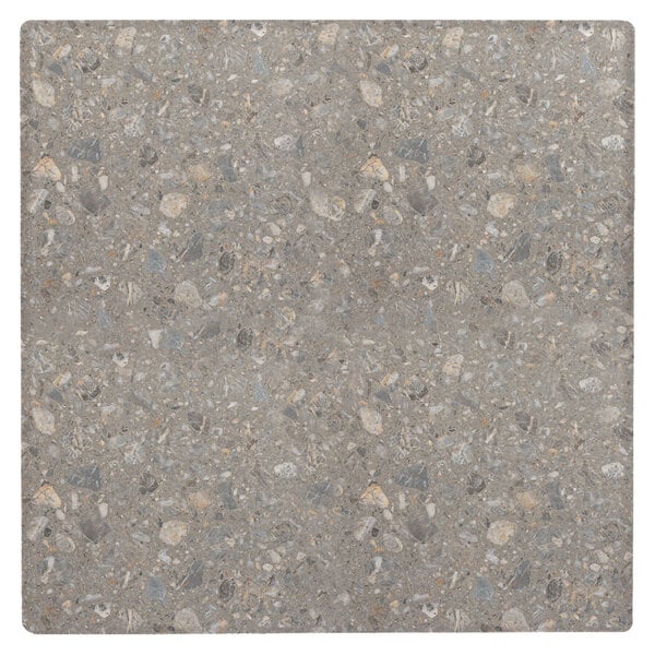 A Grosfillex Tokyo Stone table top with a gray stone pattern.