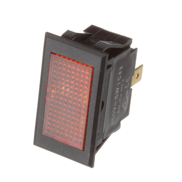 A black square Keating indicator light with a red LED.