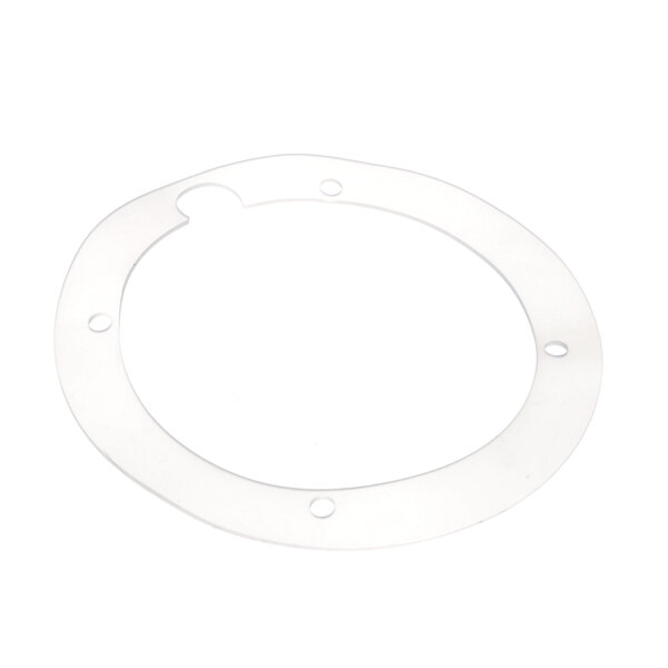 A white plastic Bunn pump gasket with holes.