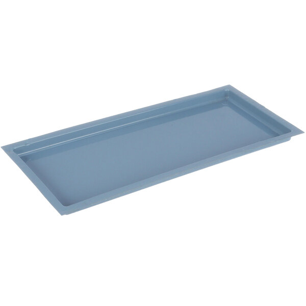 A blue rectangular Delfield condensate pan.