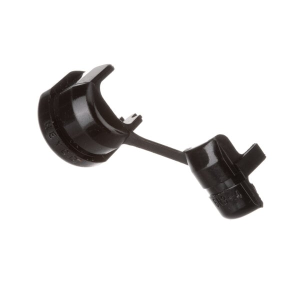 A black plastic Globe 877 Cord Strain Relief cap with a small hole.