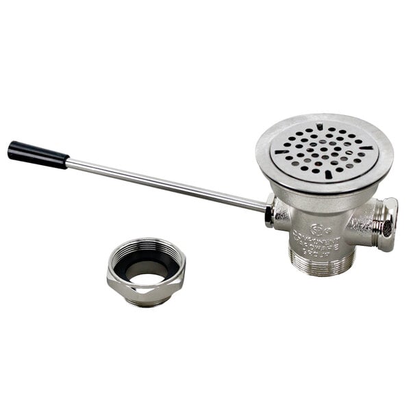 A stainless steel All Points lever waste drain for a sink opening.