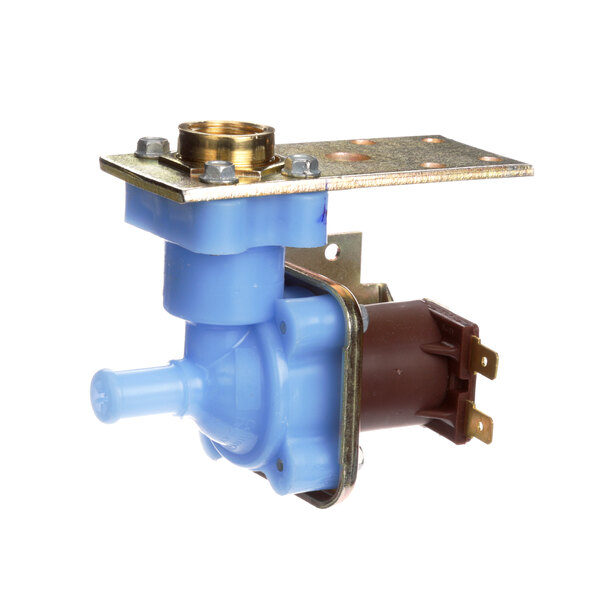 A Scotsman water fill solenoid kit with a blue container and blue and brown water valves.
