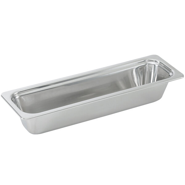 A Vollrath Miramar stainless steel food pan with a lid.