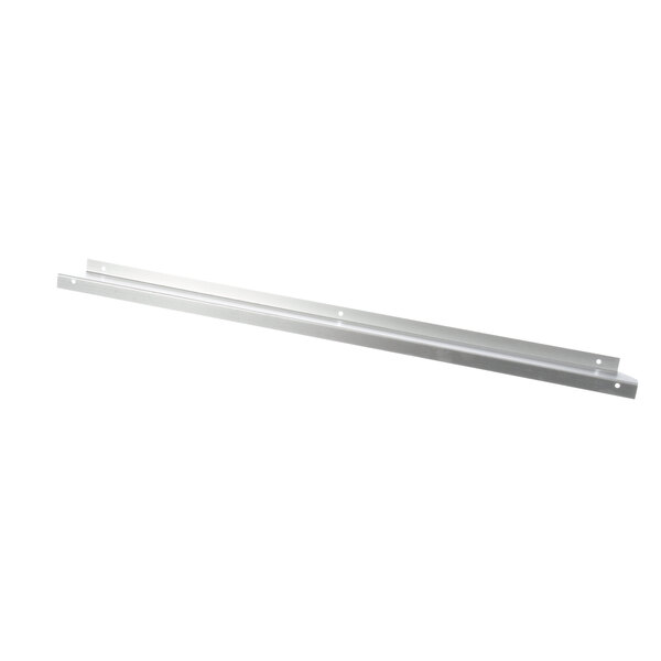 A silver metal Traulsen angle air duct with two long strips and a rectangular hole.