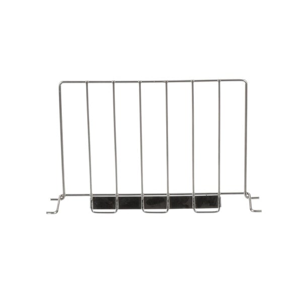 A metal rack with black bars and black handles for a Hatco Chute.