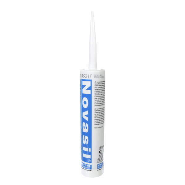 A white tube of Electrolux black silicone adhesive with a blue and white cap.